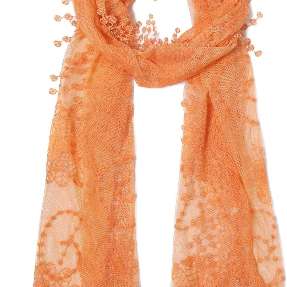 Cindy and Wendy Lightweight Soft Leaf Lace Fringes Scarf shawl for Women